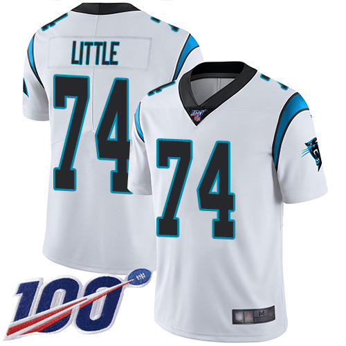 Carolina Panthers Limited White Men Greg Little Road Jersey NFL Football 74 100th Season Vapor Untouchable